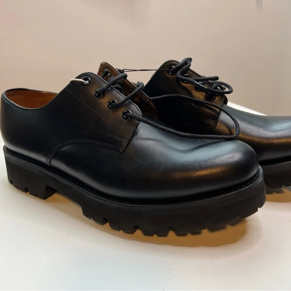 Grenson Landon Leather Derby Shoes Mens US 8.5 Black New - Picture 4 of 15